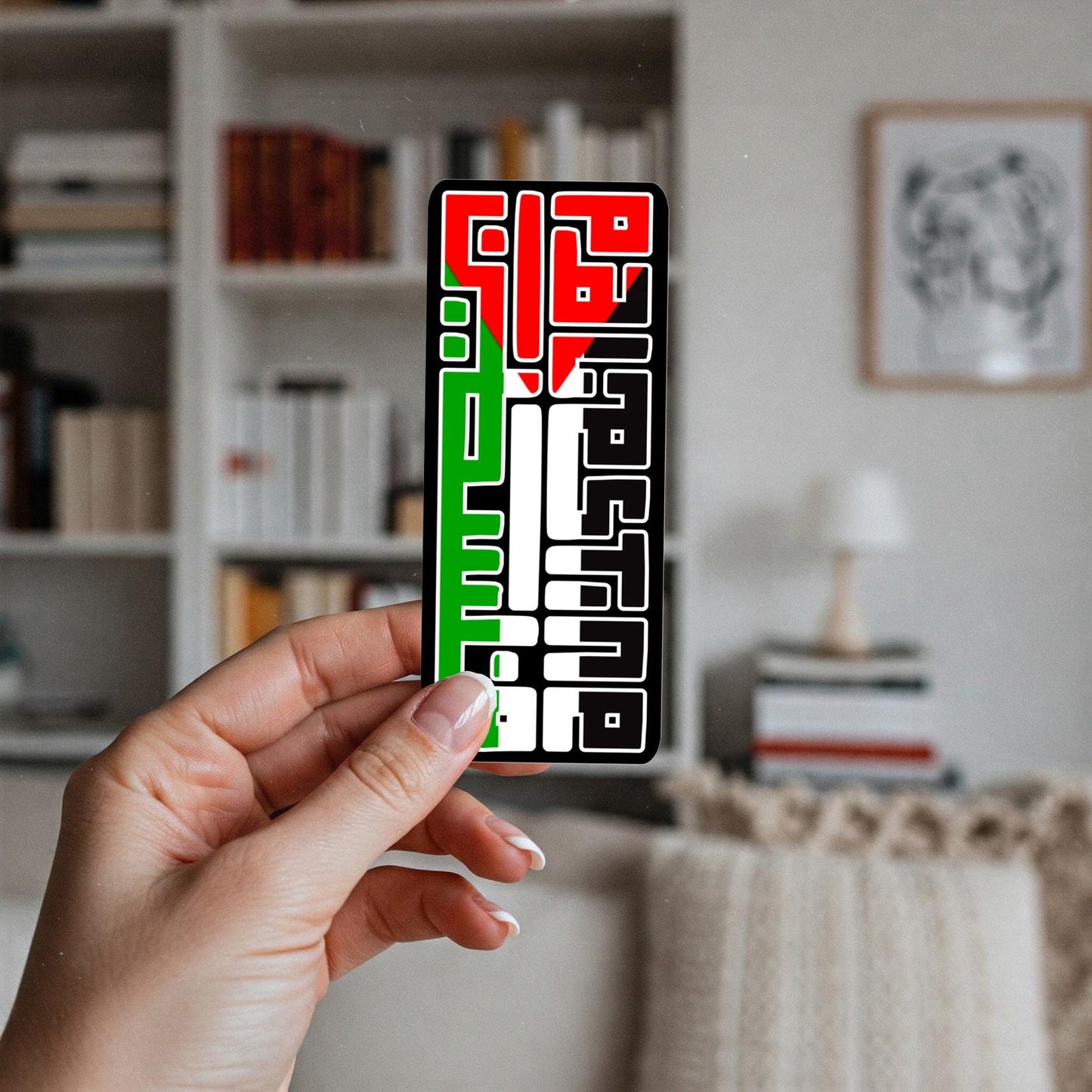 Flag of Palestine Bookmark – Keffiyeh Pattern Embellishment – Handmade Political Art Gift - Pro Palestine Bookworm Gift