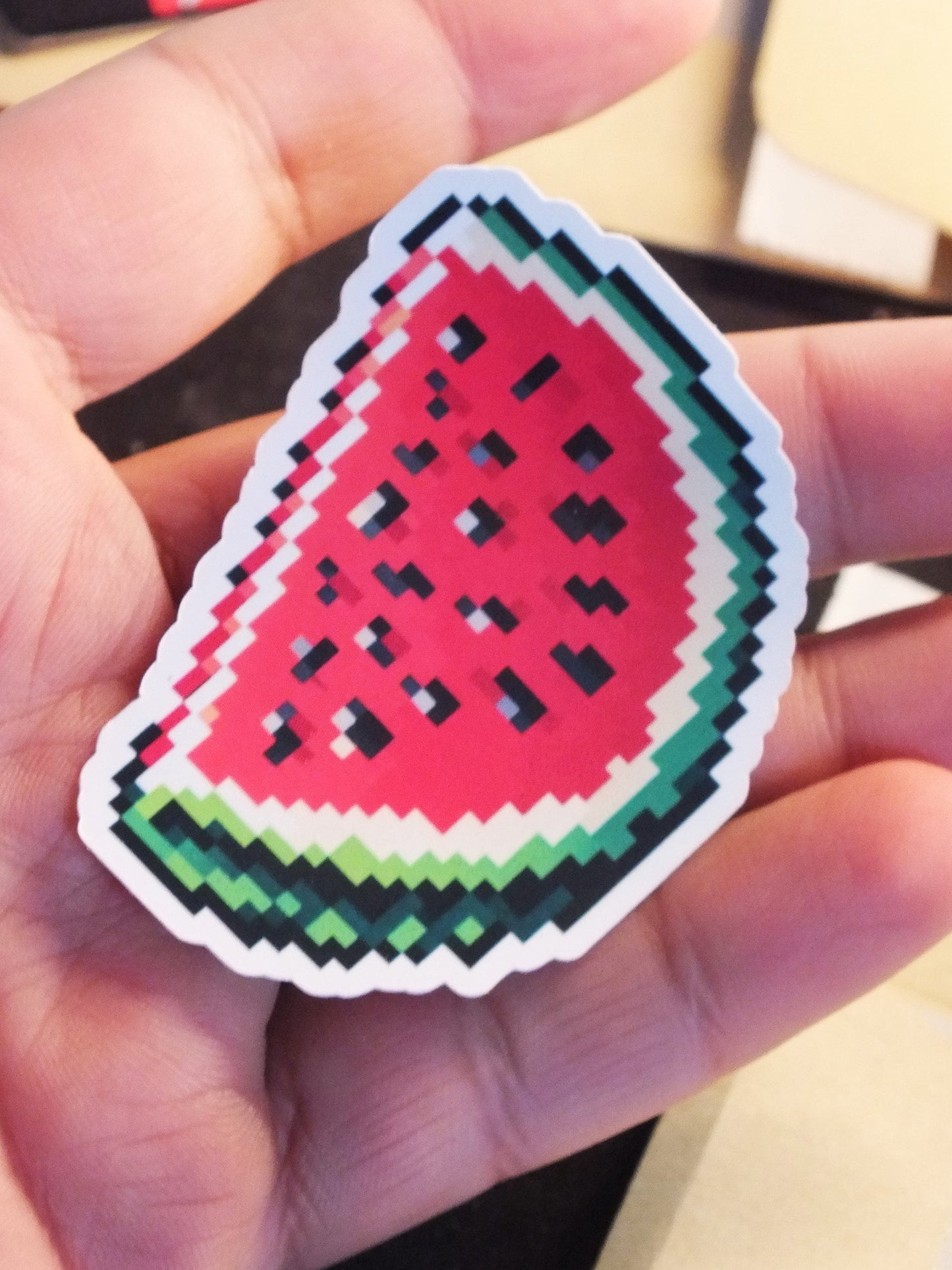 Free Palestine Watermelon Sticker - Minimalist Decal for iPhone, Car Window, Skateboard, Water Bottle – Subtle Protest Art Sticker for Gaza