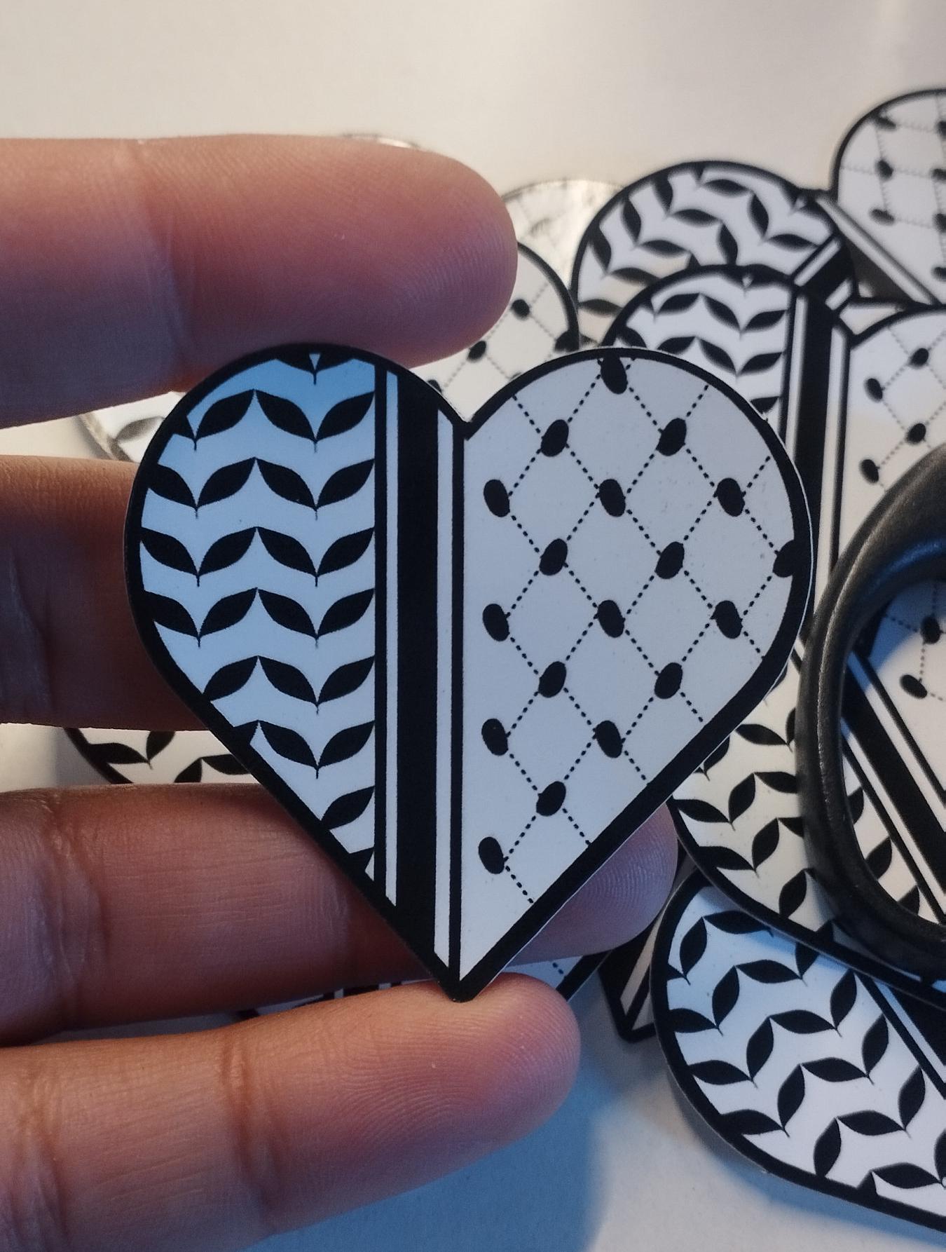 Palestinian Keffiyeh Sticker – Glossy Vinyl Resistance Art for Laptop, Water Bottle, Car Bumper – Symbol of Solidarity with Proceeds to Gaza