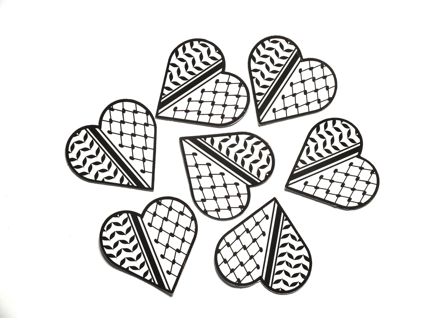 Palestinian Keffiyeh Sticker – Black White Glossy Vinyl Decal for Laptop, Bumper, Window, Bottle – Free Palestine Symbol - Heart Shape Decal