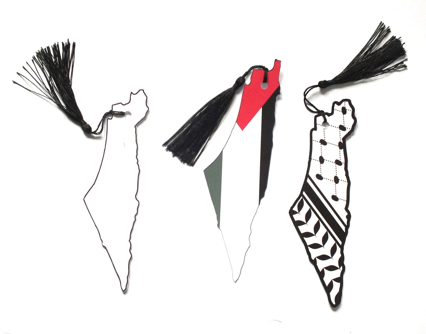 Bookmark in the shape of the map of Palestine - Flag & Keffiyeh Pattern – Cultural Reading Gift for Pro Palestine Supporters and Activists