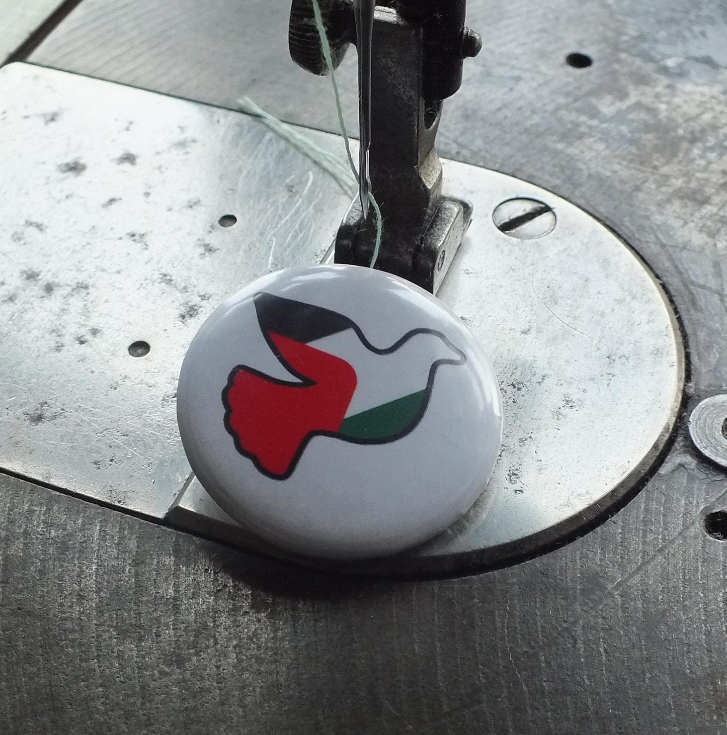 Palestine Peace Pin – Dove and Keffiyeh Illustration on Metal Badge – Activist Statement in Solidarity and Support with Gaza