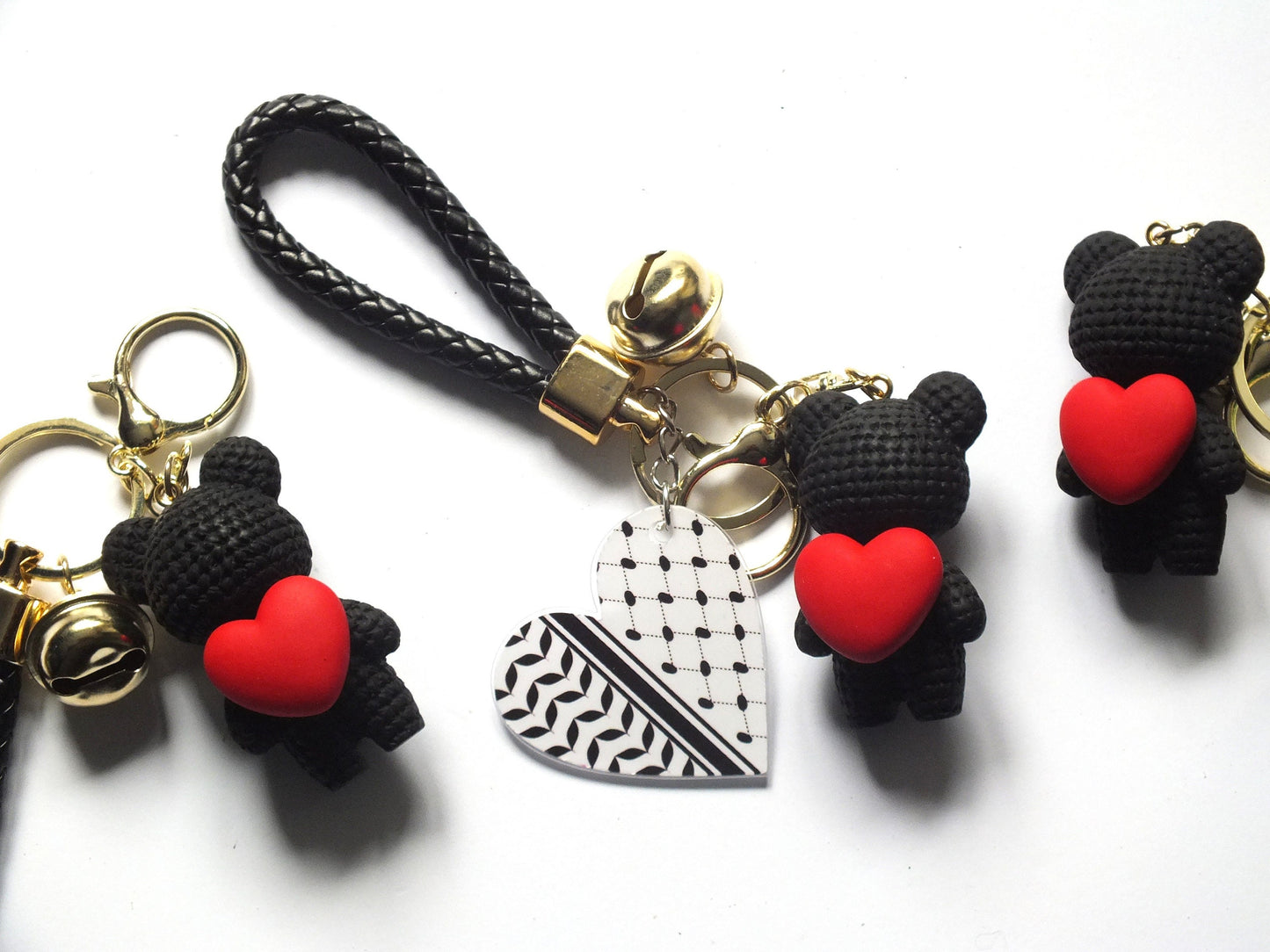 Palestine Keffiyeh Embroidery Pattern Keychain Valentines Teddy Bear Love Heart Keyring Palestinian Watermelon Purse Accessories Free Gaza
