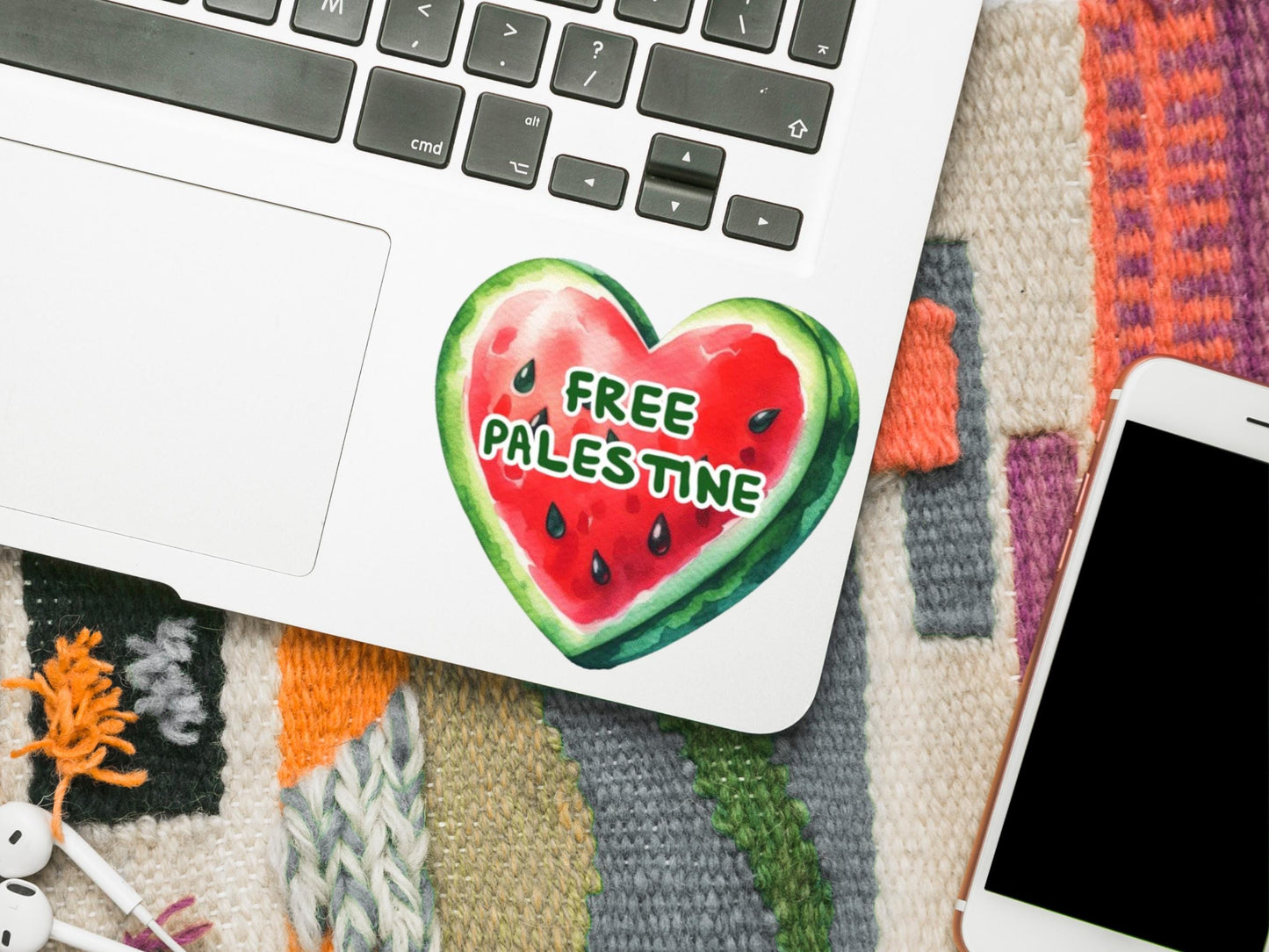 Palestinian Watermelon Vinyl Sticker – Cute Political Sticker for Journal, Laptop, Car Bumper, iPad and Car Windscreen – Support Gaza Decal