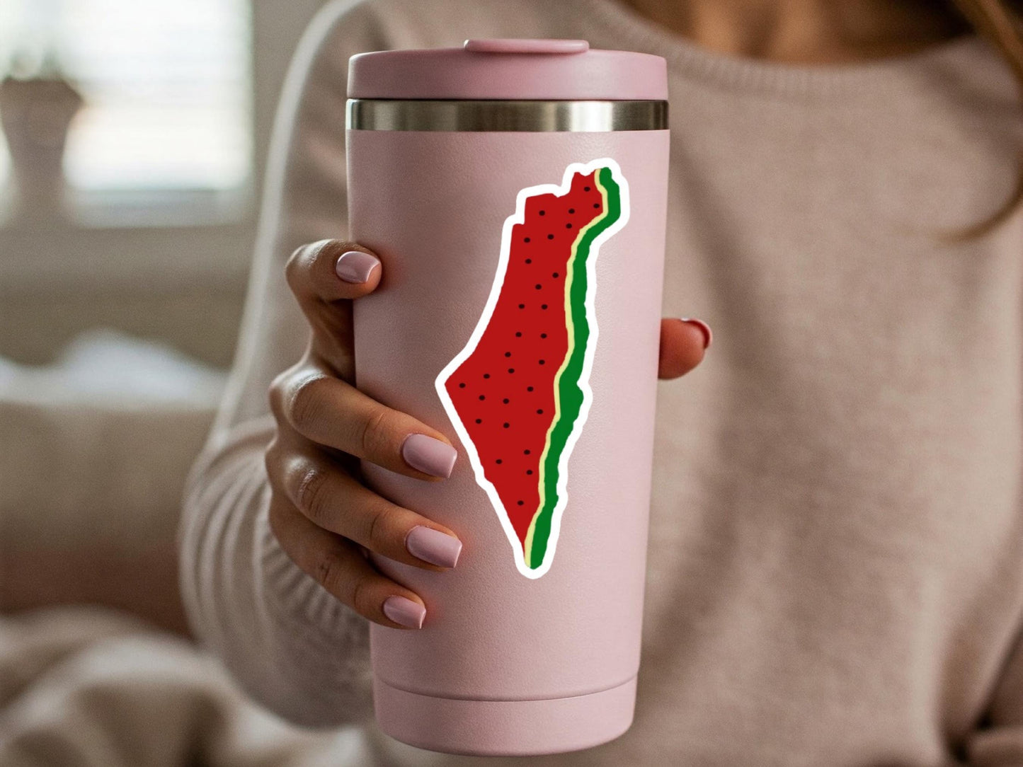 Map of Palestine Vinyl Decal - Minimalist Glossy Decal for iPhone, Car Bumper, iPad, Skateboard – Subtle Protest Art Sticker for Gaza