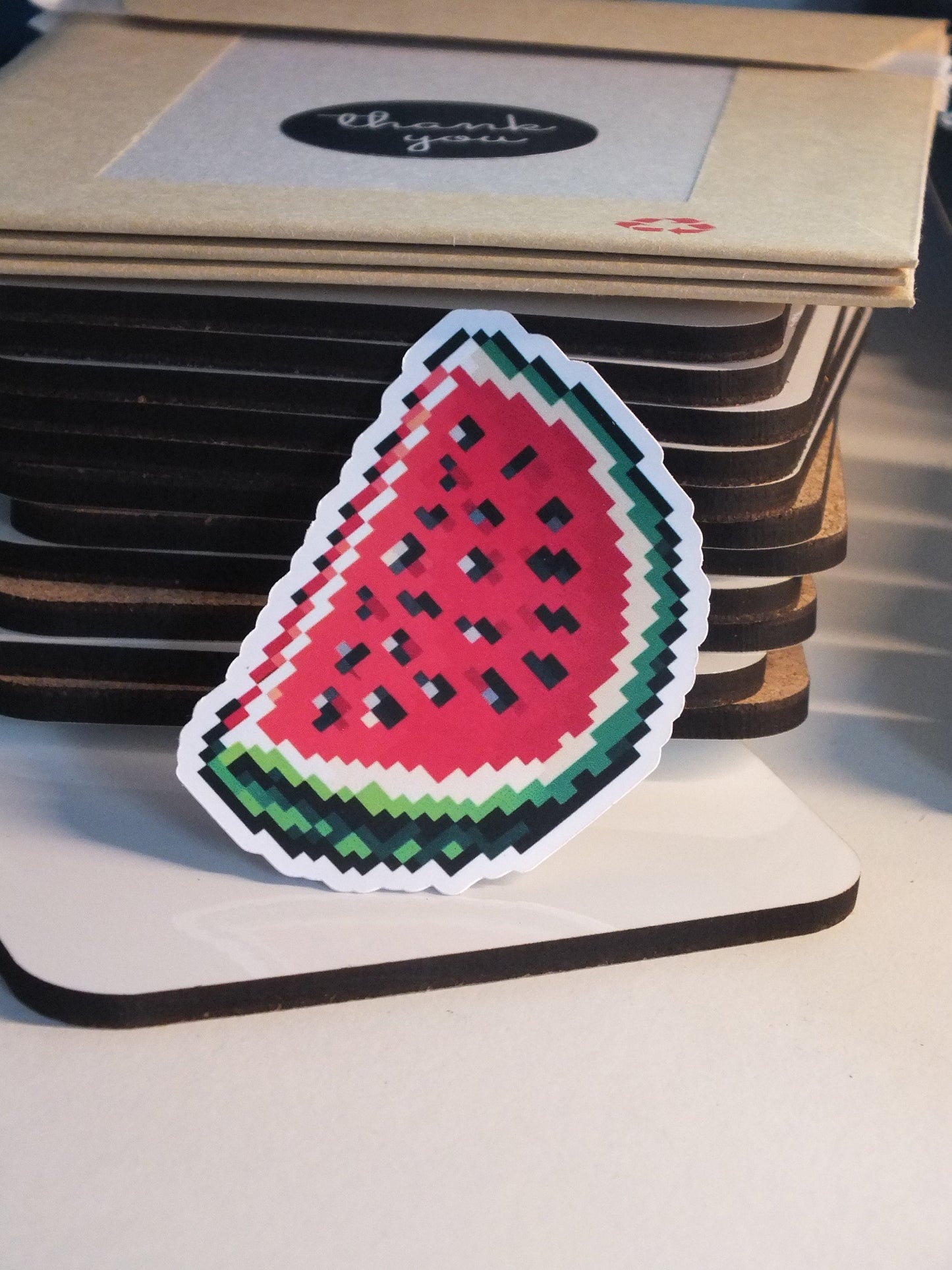 Free Palestine Watermelon Sticker - Minimalist Decal for iPhone, Car Window, Skateboard, Water Bottle – Subtle Protest Art Sticker for Gaza