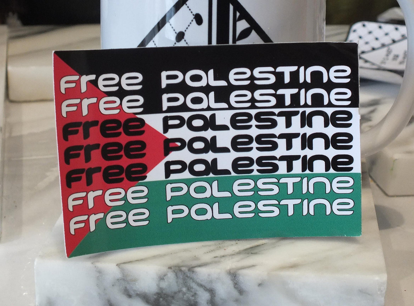 Free Palestine Sticker – Palestinian Flag Vinyl Decal for Journal, Car Window, Water Bottle, Laptop – Pro Palestinian Resistance Symbol