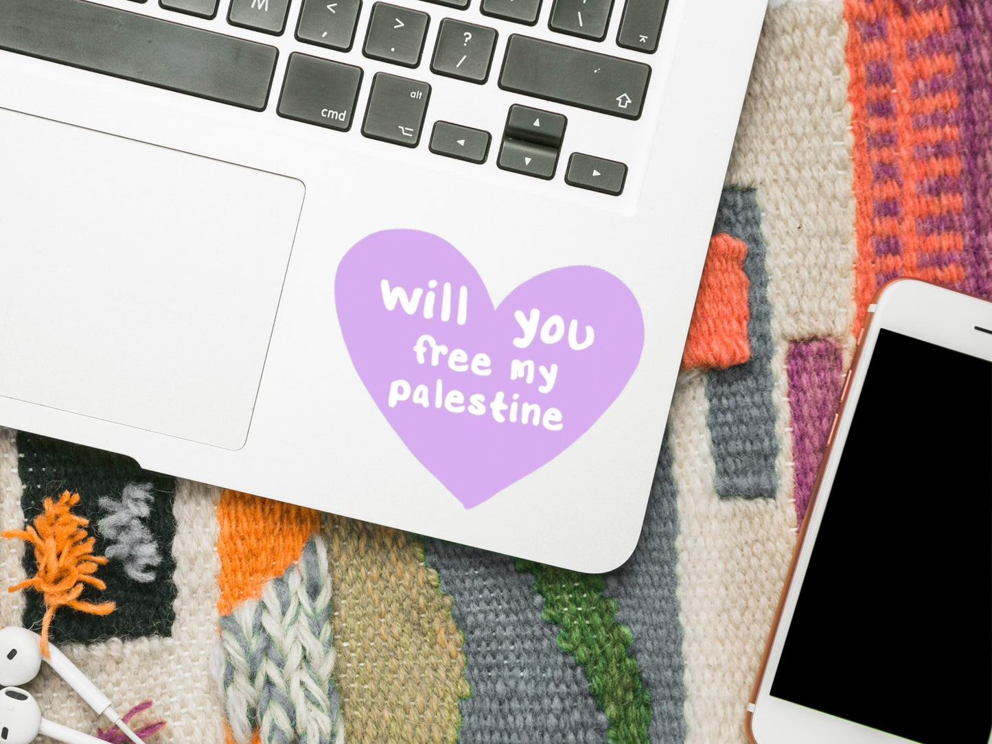 Free Palestine Love Heart Decal - Protest Symbol Vinyl Decal for Laptop, Journal, iPhone, Skateboard – Resistance Art for Gaza Activist