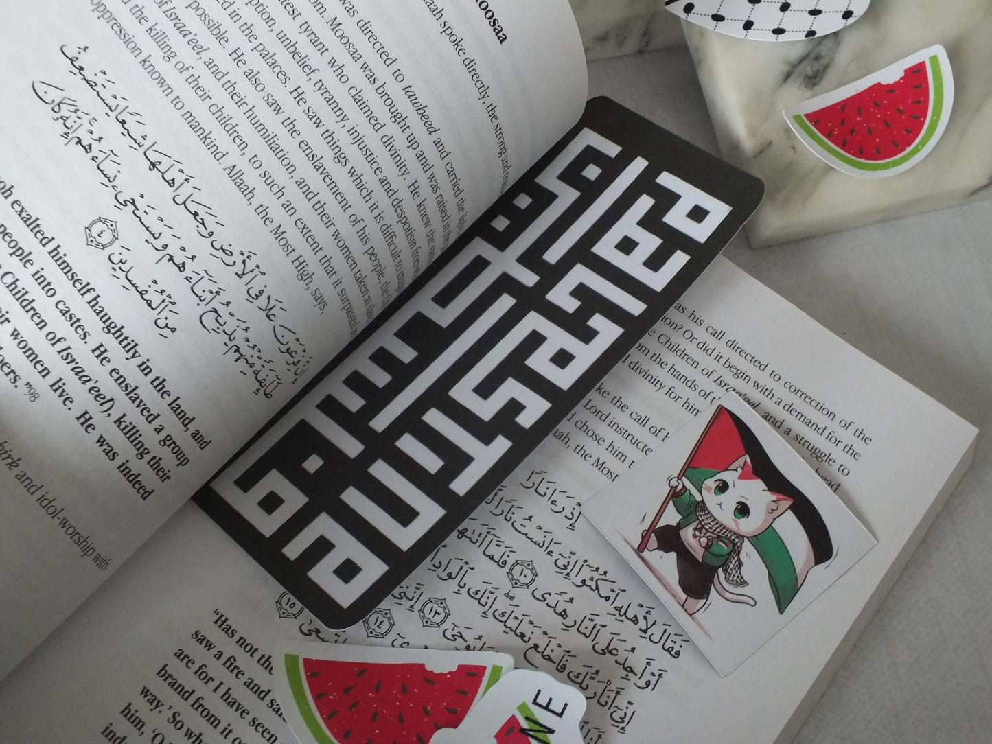 Book Lover’s Palestine Bookmark – Keffiyeh Pattern + Flag – Handmade Cultural Gift with Watermelon Artwork - Pro Palestine Activist Gift