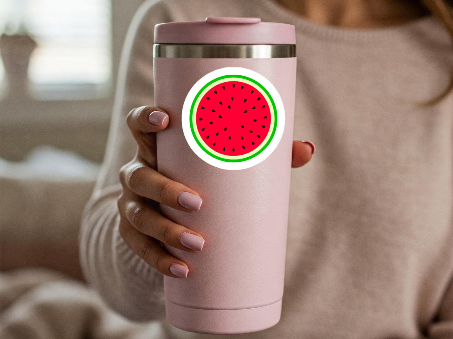 Free Palestine Watermelon Vinyl Sticker - Minimalist Political Sticker for iPhone, Car Window, Car Bumper – Symbol of Palestine
