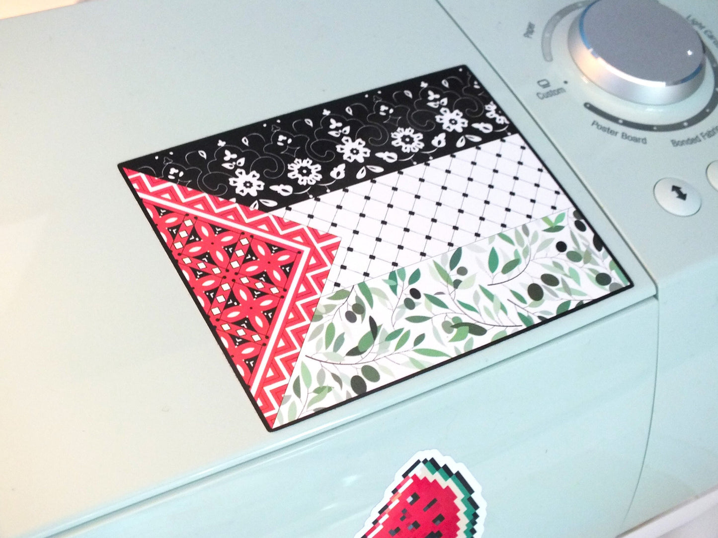 Love Palestine Sticker – Flag Design with Keffiyeh Pattern – Vinyl Art for Protest - Glossy Waterproof Vinyl Decal for All Surfaces