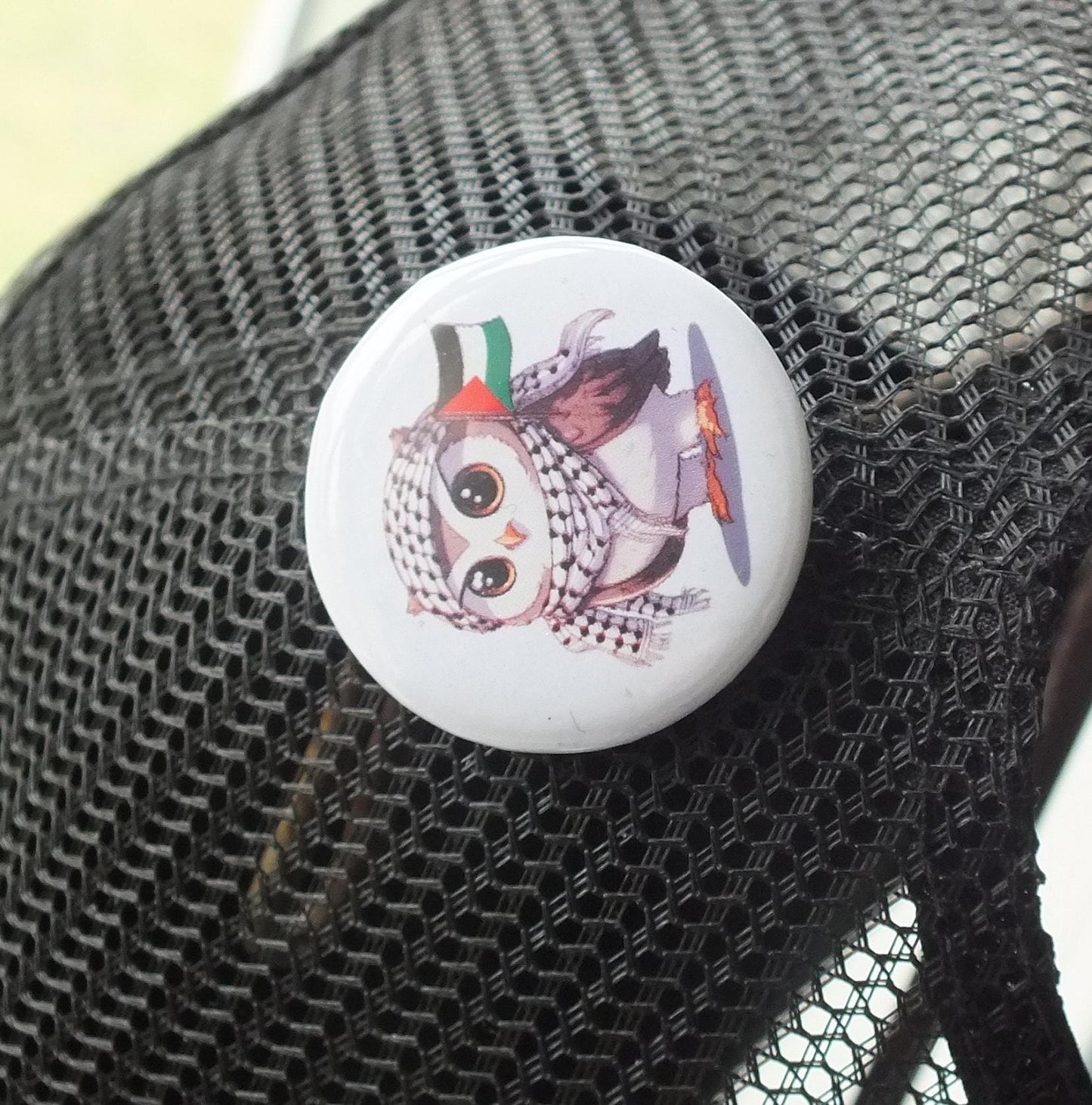 Pro Palestine Cat Activist Pin – Watermelon & Keffiyeh Palestine Flag Design – Cute Resistance Gift Idea - Palestine Pride Art for Clothing