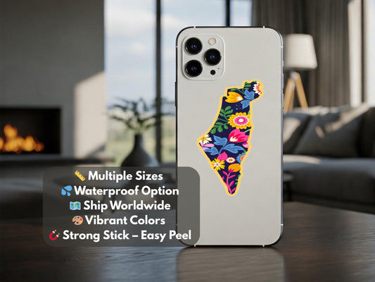 Solidarity with Palestine Sticker – Cultural and Political Art for Water Bottle, iPhone, Car Bumper, Journal – Glossy Waterproof Vinyl