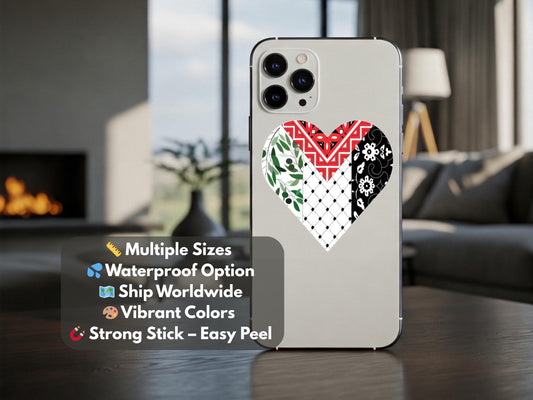 Palestinian Keffiyeh Sticker – Vinyl Resistance Art for Laptop, Water Bottle, Car Windscreen – Symbol of Solidarity with Profits to Gaza