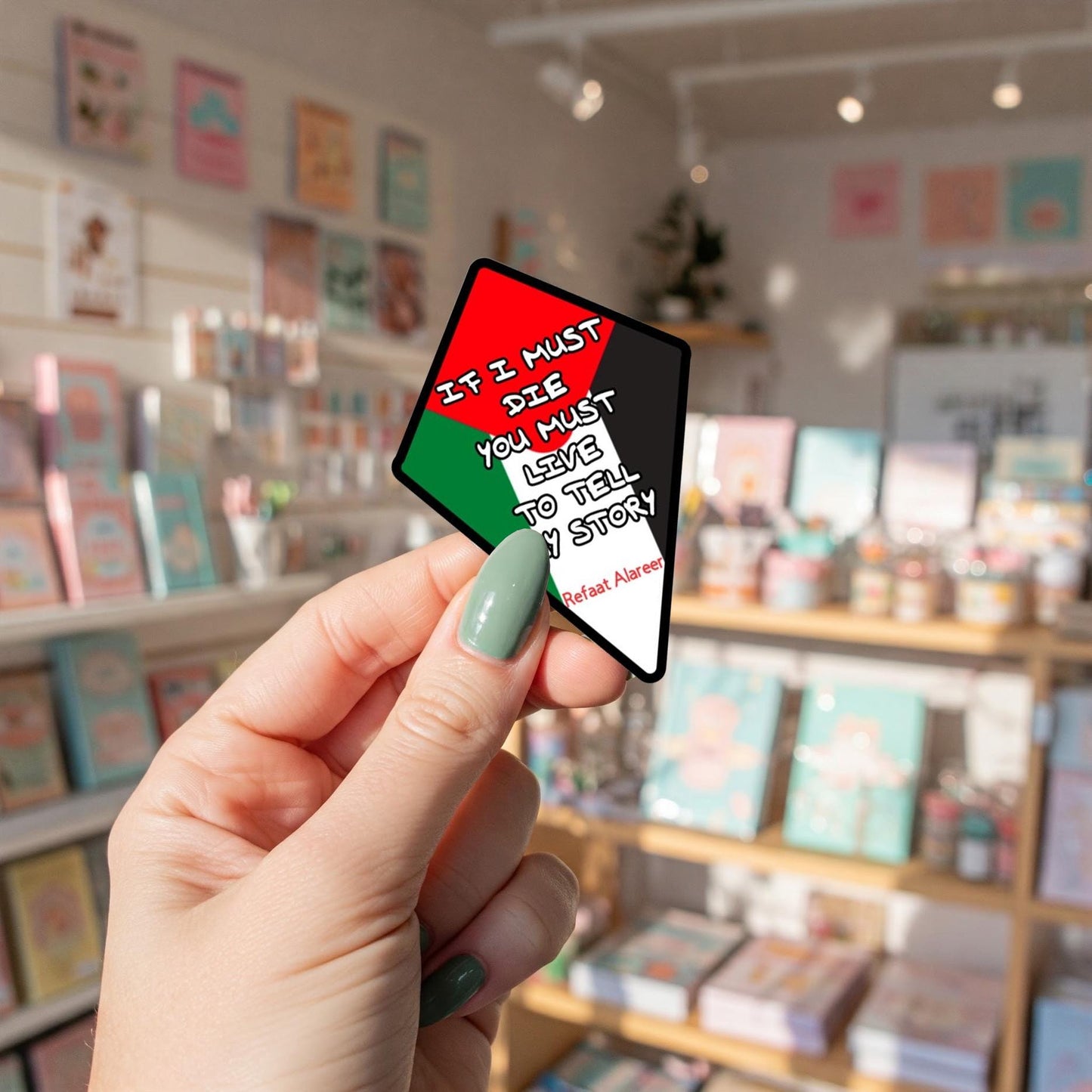 Vinyl Palestine Flag Sticker – Durable Weatherproof Decal for Bumper, Laptop, Water Bottle, iPad - Kite with Palestinian Flag Sticker