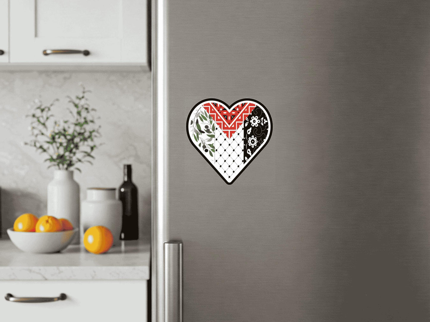Pro Palestine Fridge Magnet – Keffiyeh Illustration – Resistance Art for Kitchen, Locker, Office Decor - Map of Palestine Gloss Magnet