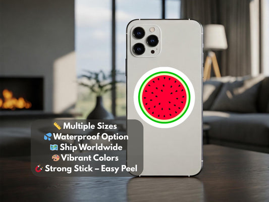 Free Palestine Watermelon Vinyl Sticker - Minimalist Political Sticker for iPhone, Car Window, Car Bumper – Symbol of Palestine