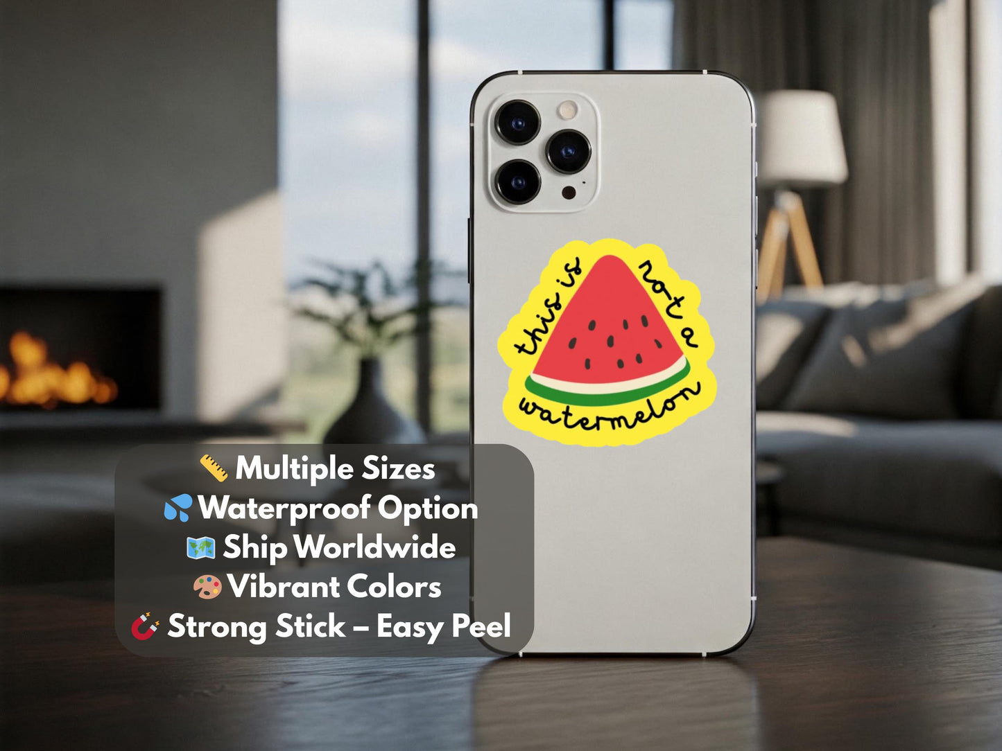 Watermelon Sticker for Palestine - Minimalist Political Sticker for iPhone, Car Windscreen – Symbol of Palestine Artwork for Gaza