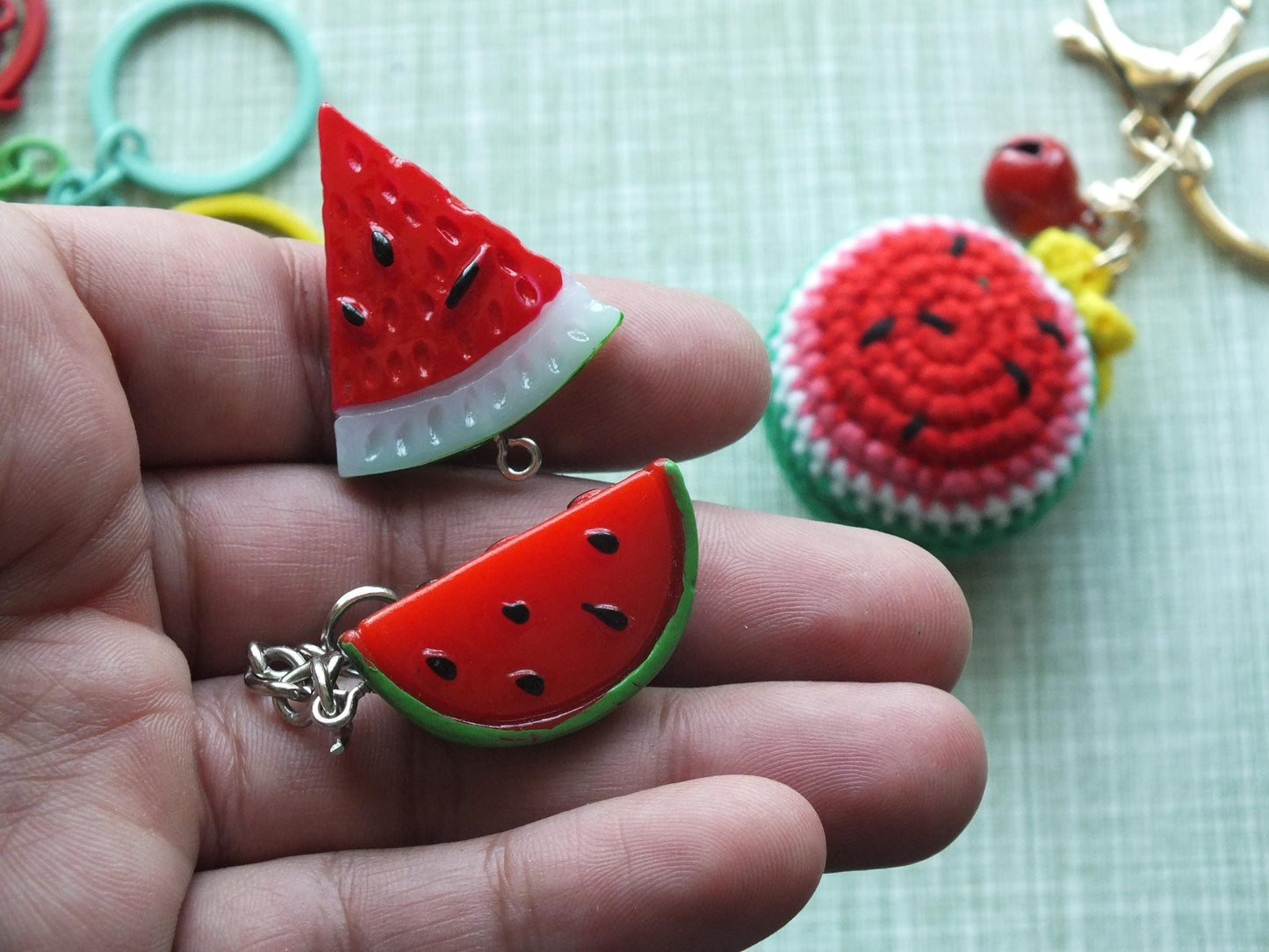 Solidarity with Gaza Keychain – Keffiyeh Heart, Watermelon Charm, Palestinian Flag Print – Palestine Symbol Gift for Activists
