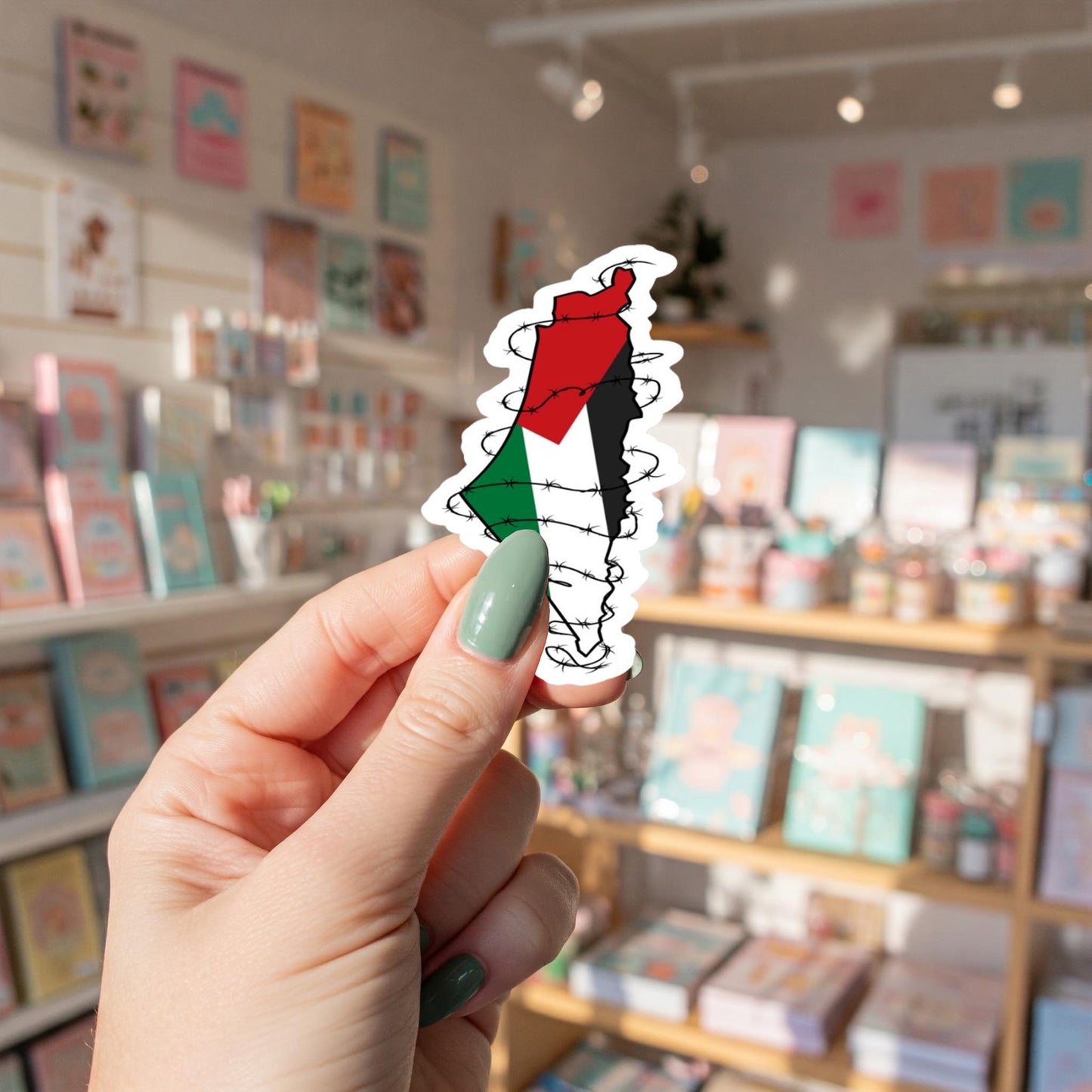 Palestinian Flag Sticker in Solidarity with Gaza – Palestine Vinyl Decal for Water Bottle, Laptop, Journal - Minimalist Flag Sticker
