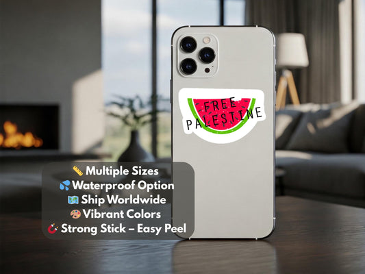 Free Palestine Watermelon Sticker - Palestine Solidarity Vinyl Decal for Laptop, Water Bottle, Car, iPad – Resistance Decal for Gaza