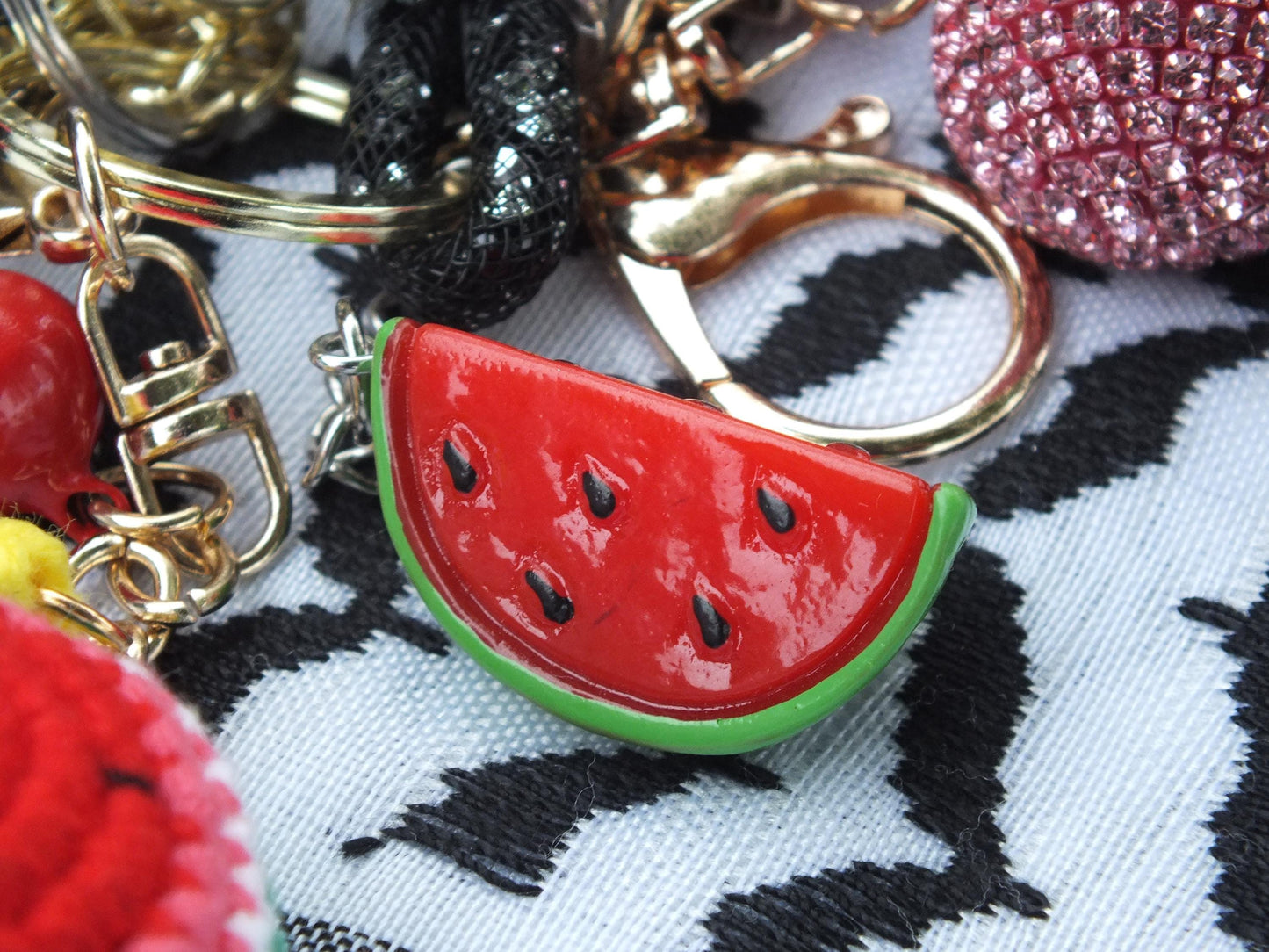Cute Pro Palestine Keychain – Watermelon Enamel & Keffiyeh Acrylic Heart - Teddy Bear with Love Heart Bag Charm - Handmade Political Gift