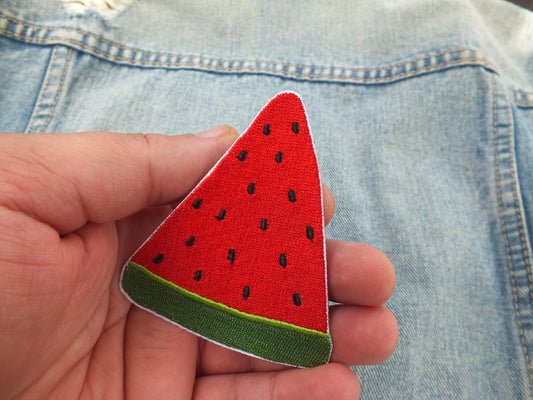 Free Palestine Patch – Watermelon Design Embroidery – Iron-On or Hook & Loop for Jacket or Backpack - Gift for Pro Palestinian Activist