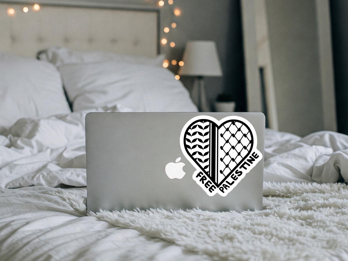 Free Palestine Heart Kuffiya Sticker – Waterproof Vinyl Decal or Splashproof - Palestinian Solidarity Sticker for Car, Laptop, Water Bottle