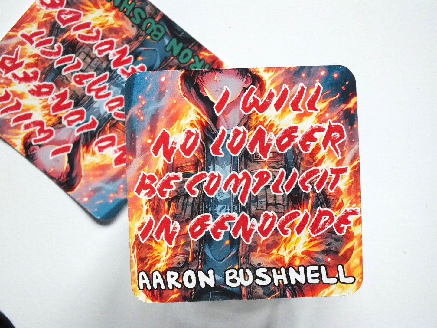 Aaron Bushnell Protest Sticker for Palestine - Waterproof Decal for Car Bumper, Windshield, Notebook, iPad - Solidarity Stickers