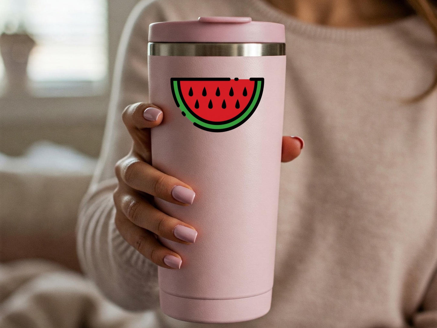 Pro Palestine Watermelon Stickers - Minimalist Decal for iPhone, Car Window, Car Bumper, Water Bottle – Symbol of Palestine Sticker