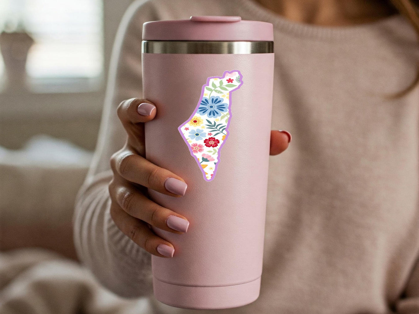 Floral Sticker for Palestine - Bold Glossy Vinyl Decal for Bumper, Water Bottle, Journal – Political Statement - Stand with Gaza Gift