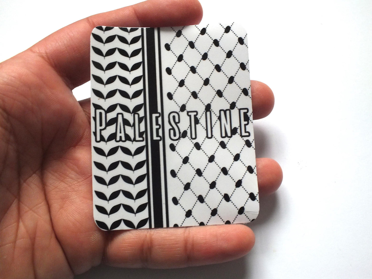 Symbolic Keffiyeh Solidarity Sticker – Glossy Free Palestine Art for Car, Laptop, Water Bottle – Durable Vinyl Decal with Proceeds to Gaza