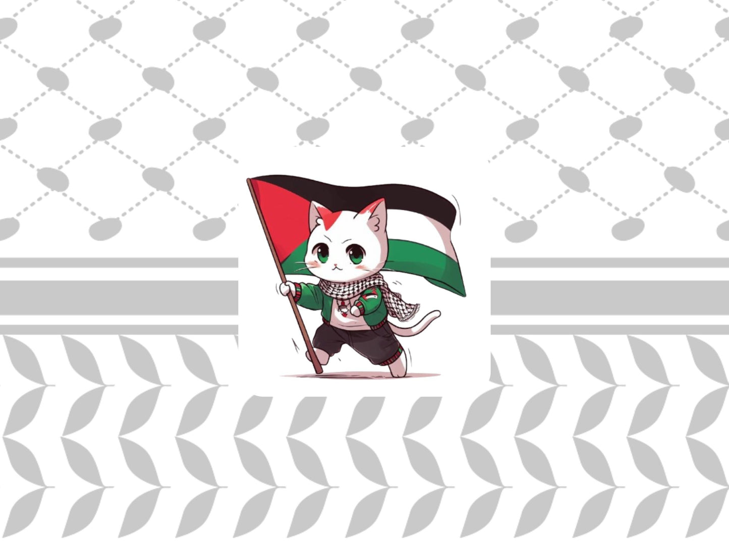 Protest Art Magnet for Gaza – Palestinian Design with Watermelon and Keffiyeh for Fridge or Locker Decor - Square Magnets with Cats
