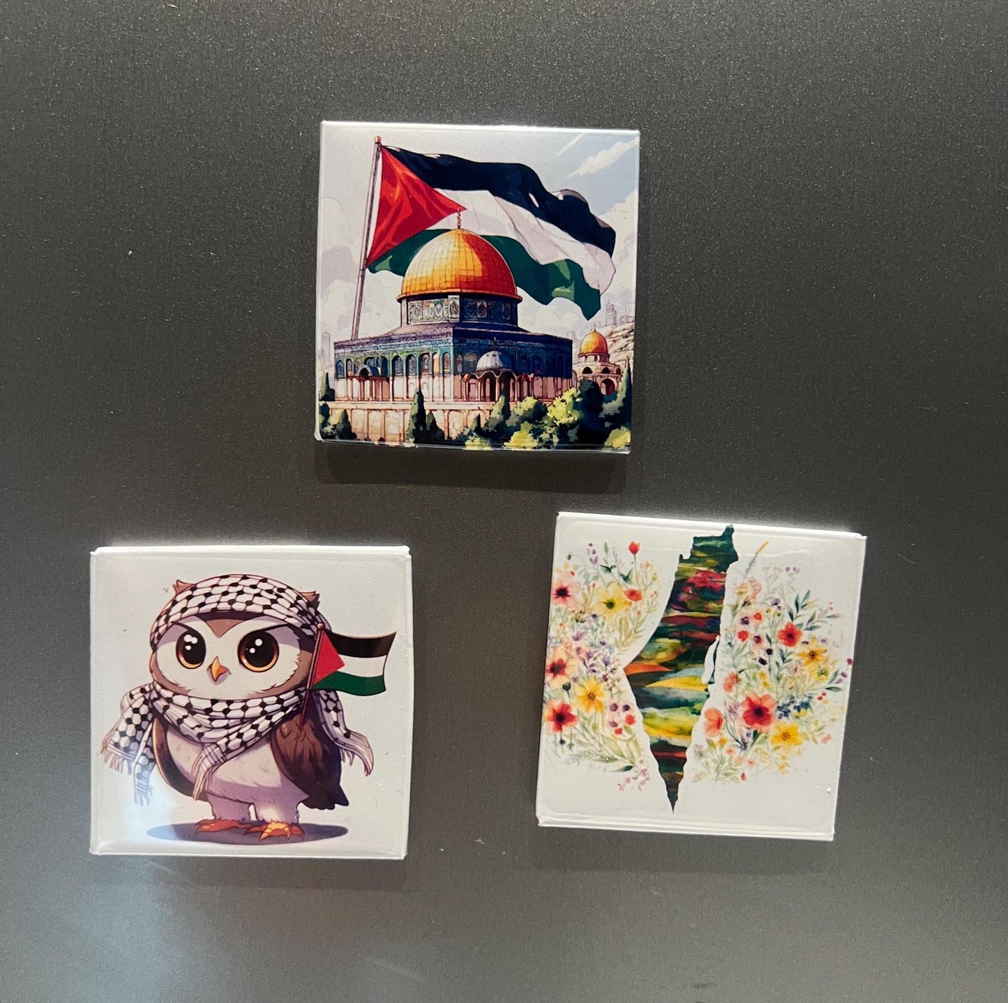 Palestine Activist Magnet for Fridge – Free Palestine Design with Keffiyeh & Watermelon – Political Art Decor with Proceeds to Gaza Charity