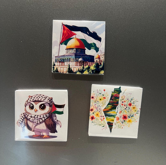 Palestine Activist Magnet for Fridge – Free Palestine Design with Keffiyeh & Watermelon – Political Art Decor with Proceeds to Gaza Charity