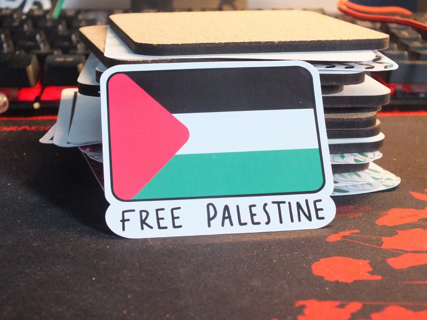 Free Palestine Flag Sticker – High Quality Vinyl for Laptop, Car, Water Bottle – Cultural & Political Art with Proceeds to Gaza Fundraisers