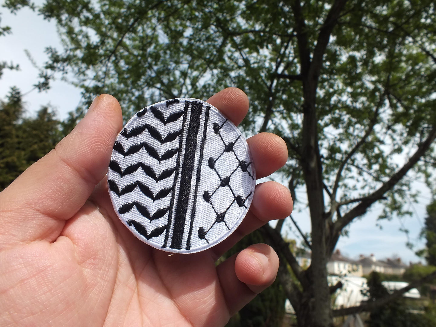 Gaza Activist Patch – Keffiyeh Pattern Embroidery – Iron-On/Velcro Patch for Protest & Cultural Pride - Palestinian Heritage Gift