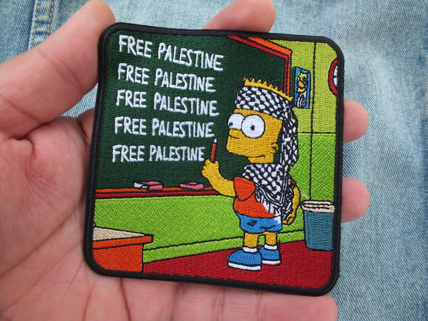 Pro Palestine Activist Patch – Keffiyeh Pattern Embroidery – Iron-On/Velcro Patch for Protest - Political Patch Gift for Awareness