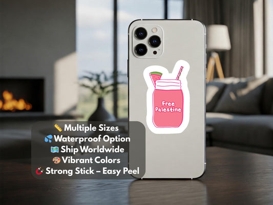 Free Palestine Watermelon Sticker - Durable Vinyl for Car, Motorbike, iPad, Water Bottle, Journal – Resistance Symbol of Gaza