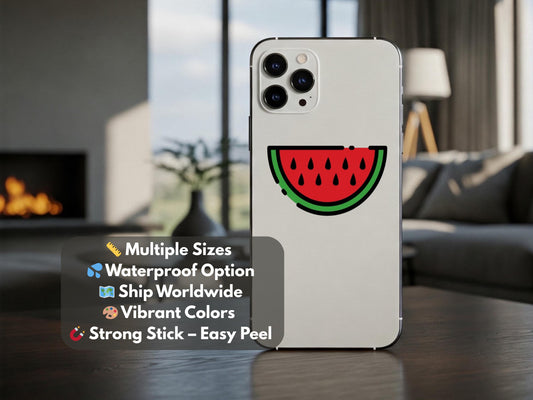 Pro Palestine Watermelon Stickers - Minimalist Decal for iPhone, Car Window, Car Bumper, Water Bottle – Symbol of Palestine Sticker