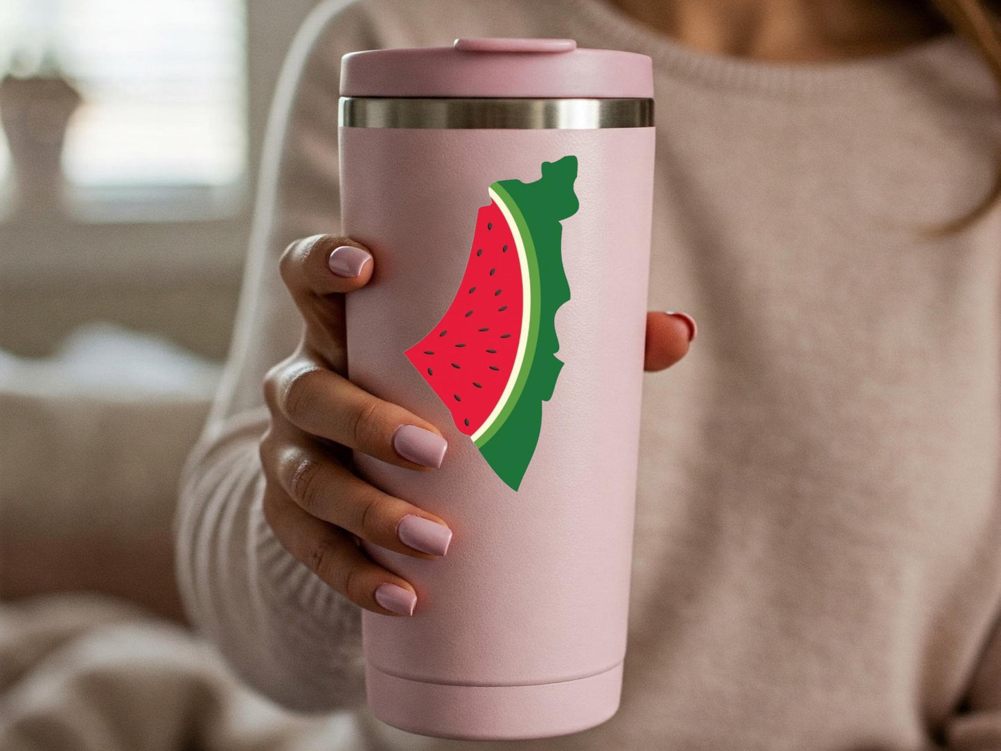 Watermelon Protest Sticker – Palestine Solidarity Vinyl Decal for Laptop, Water Bottle, Car Bumper, iPad – Pro Palestine Resistance Decal