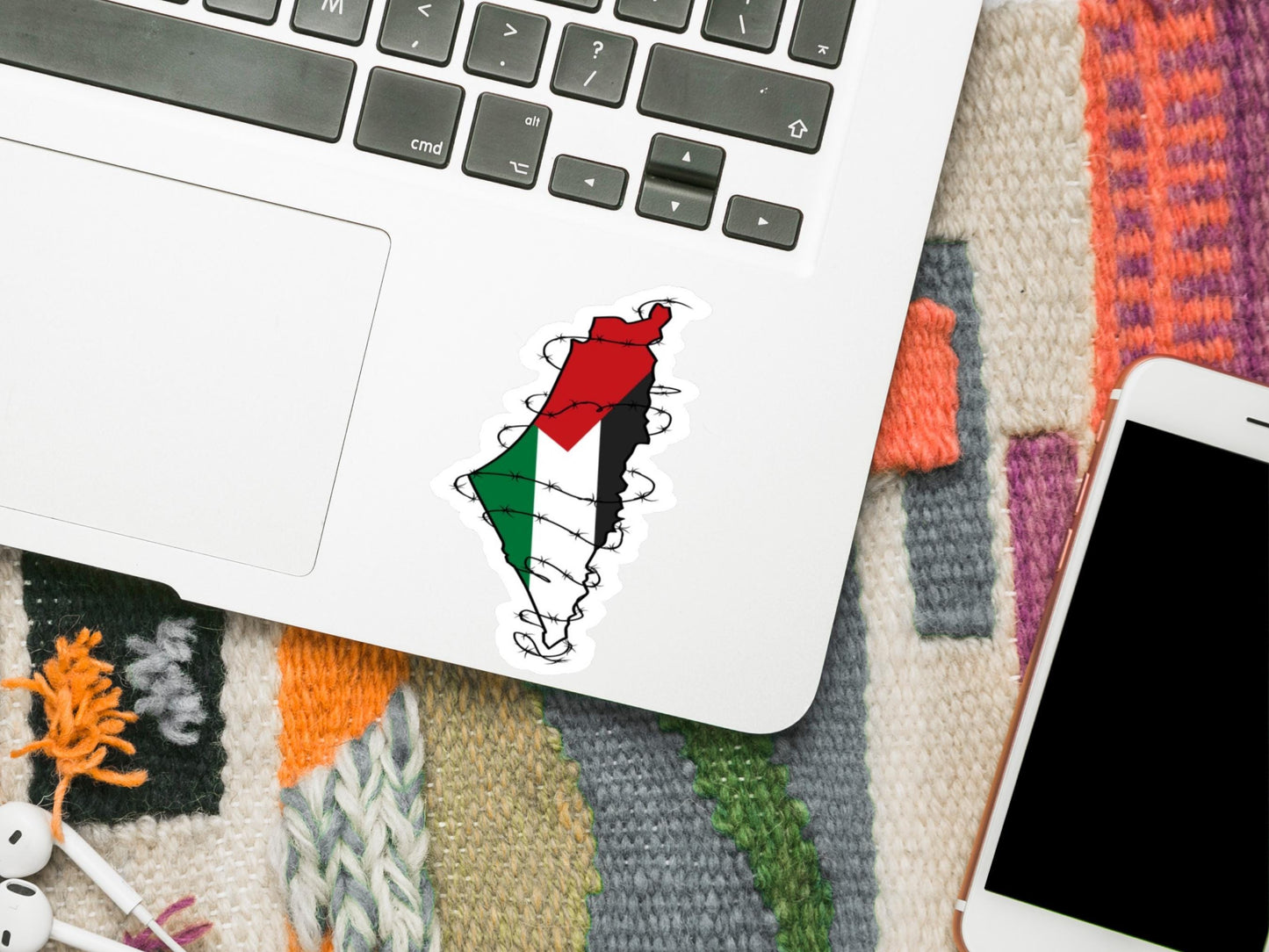 Palestinian Flag Sticker in Solidarity with Gaza – Palestine Vinyl Decal for Water Bottle, Laptop, Journal - Minimalist Flag Sticker