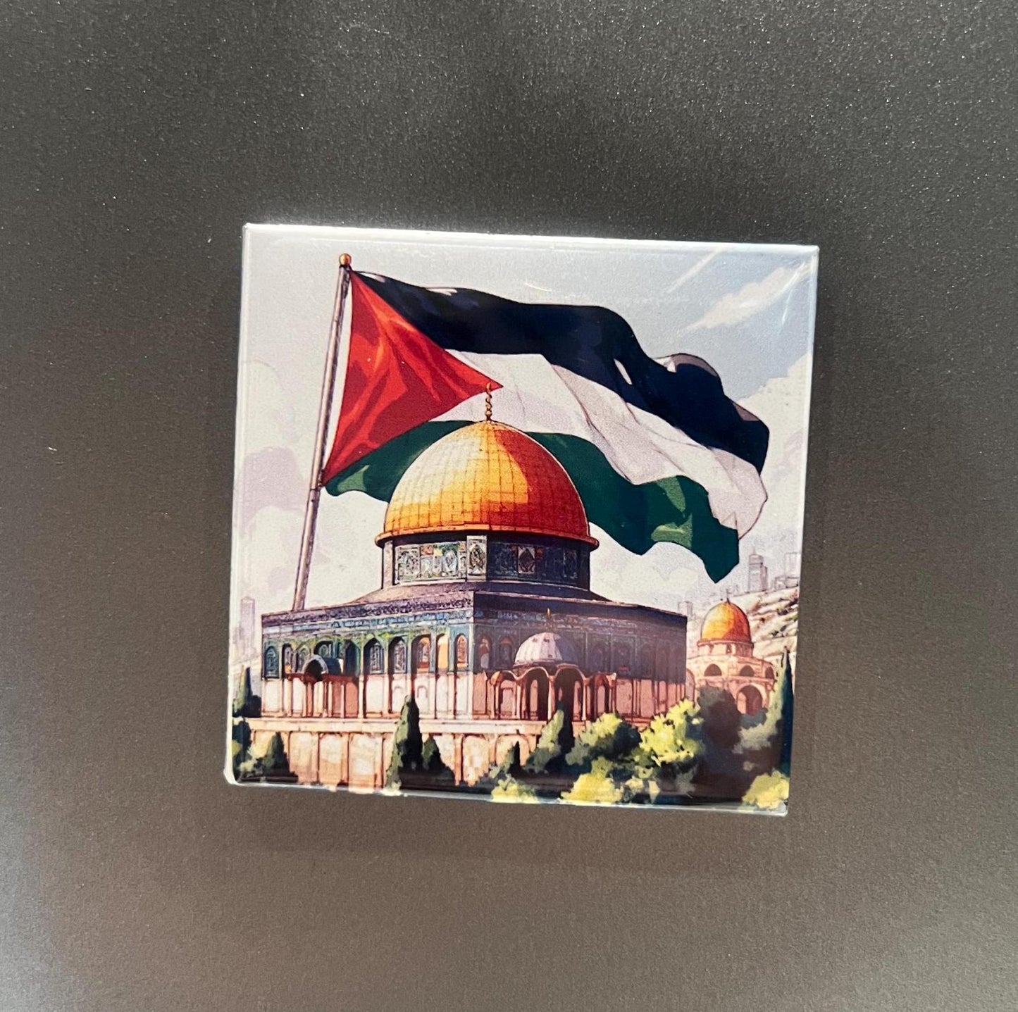 Palestine Activist Magnet for Fridge – Free Palestine Design with Keffiyeh & Watermelon – Political Art Decor with Proceeds to Gaza Charity