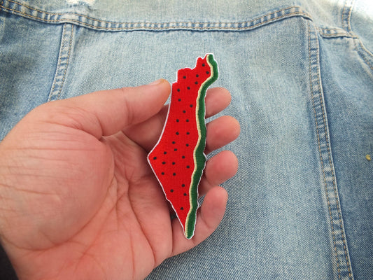 Palestinian Symbol Patch – Embroidered Watermelon Design – Iron-On/Velcro Patch for Protest or Pride - Map of Palestine Patch for Jacket