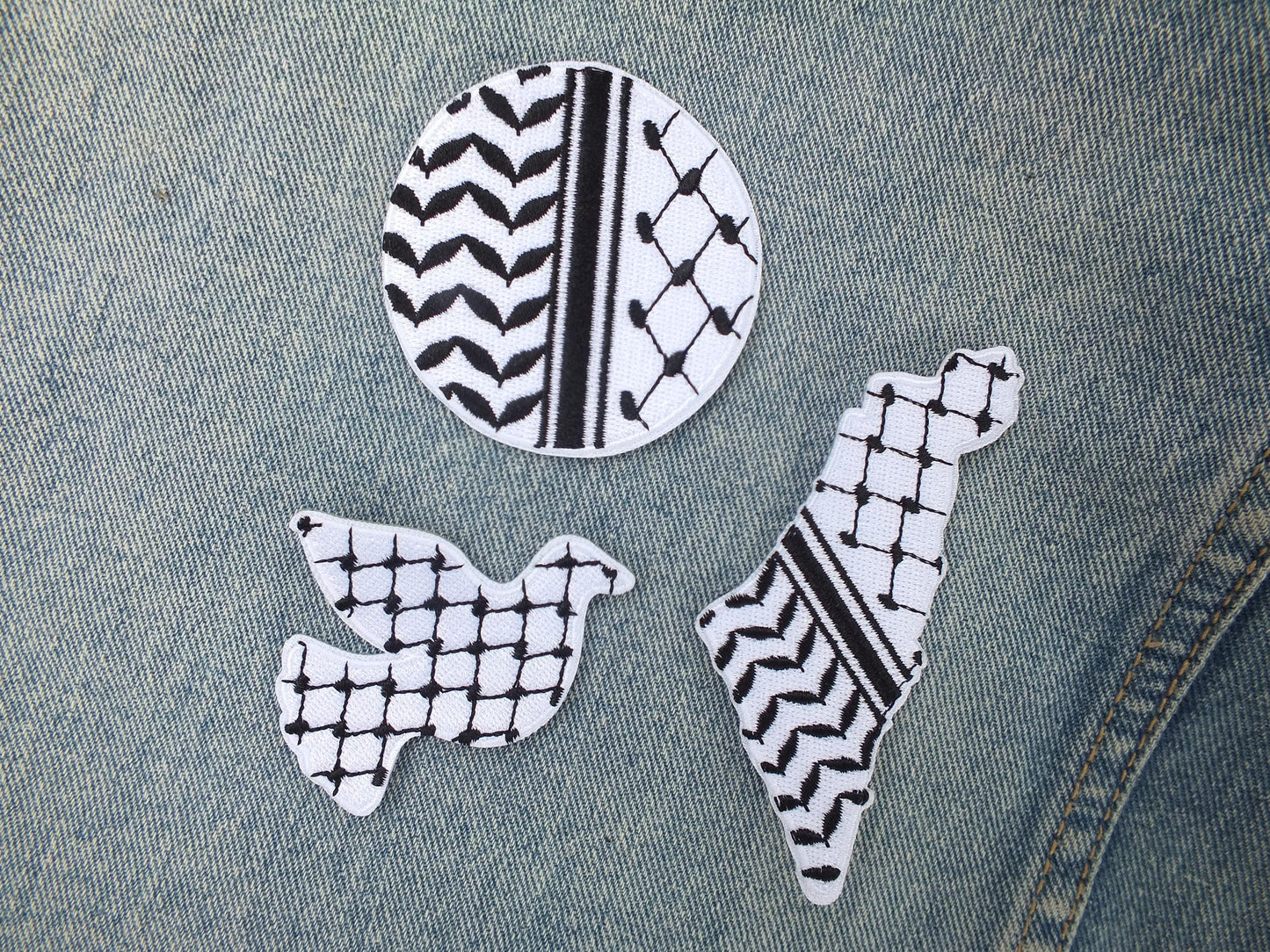 Heart Shape Heritage Patch for Gaza – Palestine Keffiyeh Symbol – Embroidered Iron-On/Velcro Patch in Solidarity for Activist Gift