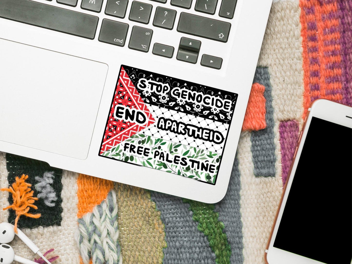 Die Cut Flag of Palestine Sticker – Pro Palestine Activist Art for Laptop, Water Bottle, Window – Durable & Glossy Vinyl Resistance Symbol