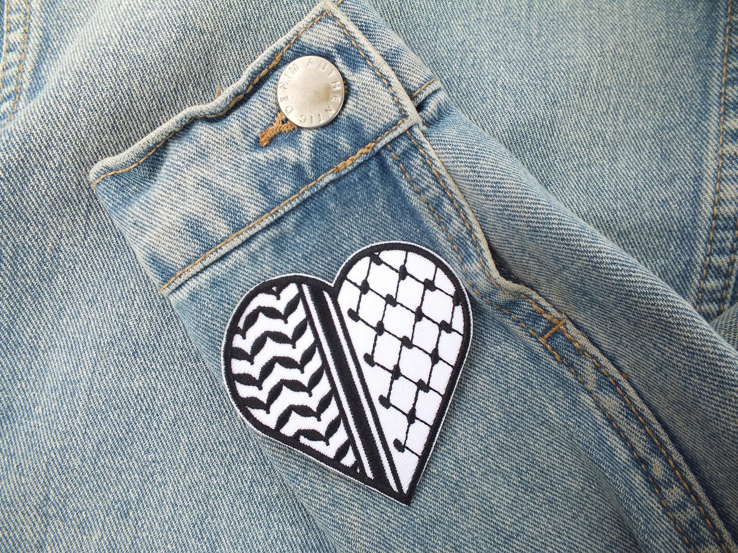 Gaza Activist Patch – Keffiyeh Pattern Embroidery – Iron-On/Velcro Patch for Protest & Cultural Pride - Palestinian Heritage Gift