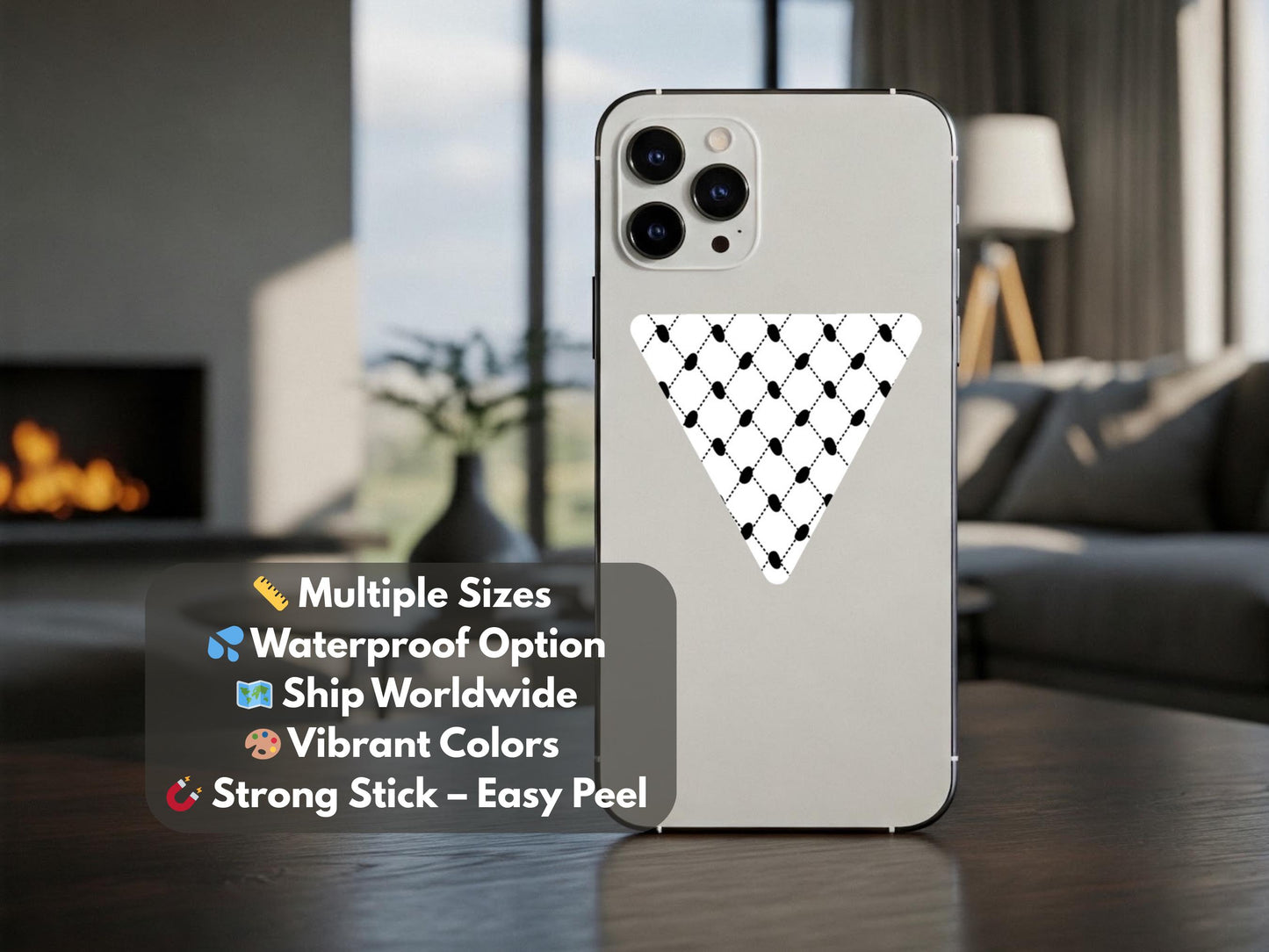 Vinyl Keffiyeh Protest Sticker – Durable Cultural Symbol for Car Windscreen, iPad, Journal, Water Bottle – Free Palestine Subtle Protest Art