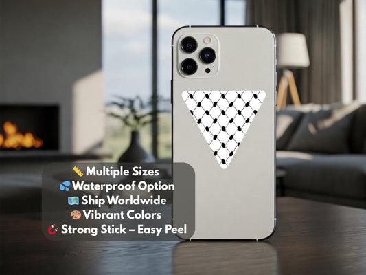 Vinyl Keffiyeh Protest Sticker – Durable Cultural Symbol for Car Windscreen, iPad, Journal, Water Bottle – Free Palestine Subtle Protest Art