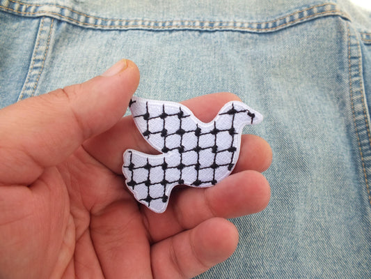 Embroidered Keffiyeh Pattern Patch – Pro Palestine Symbol – Iron-On or Velcro for Jackets & Gear - Peace Dove Patch for Gaza Activist